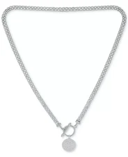 GIANI BERNINI Cubic Zirconia Pavé Disc 17" Toggle Necklace in Sterling Silver