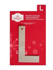Holiday Time Christmas Ornament Monogram Letter "L" Faux Wood 4" NEW