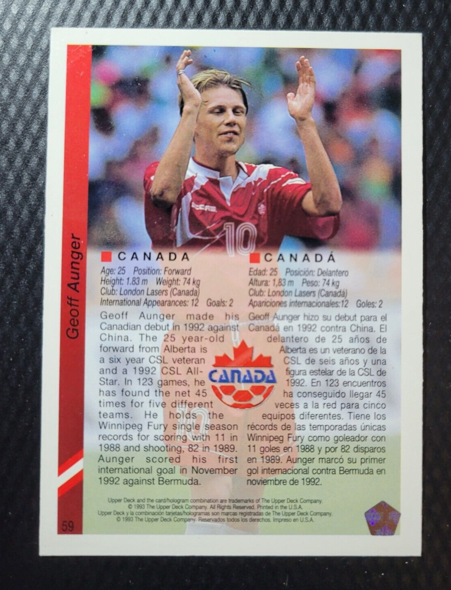 1993 Upper Deck World Cup USA '94 Preview GEOFF AUNGER Team Canada