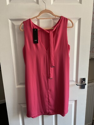 Tesco F&F Chiffon Lined Shift Dress Hot Pink 12 New With Tags | eBay UK