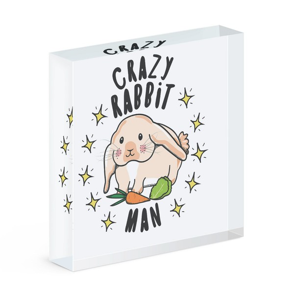 VerrüCkte Hase Mann Stars Acryl Foto Block Rahmen Lustig Tiere Scherz-image