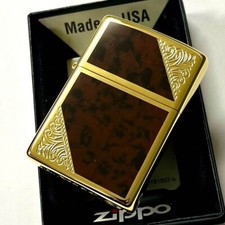 Zippo Accendino Olio Veneziano Oro Marmo Marrone Custodia Regolare Giappone