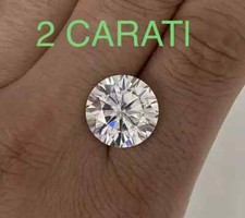 Diamante in Moissanite 2 ct 8mm colore D purezza VVS1 Excellent certificato GRA