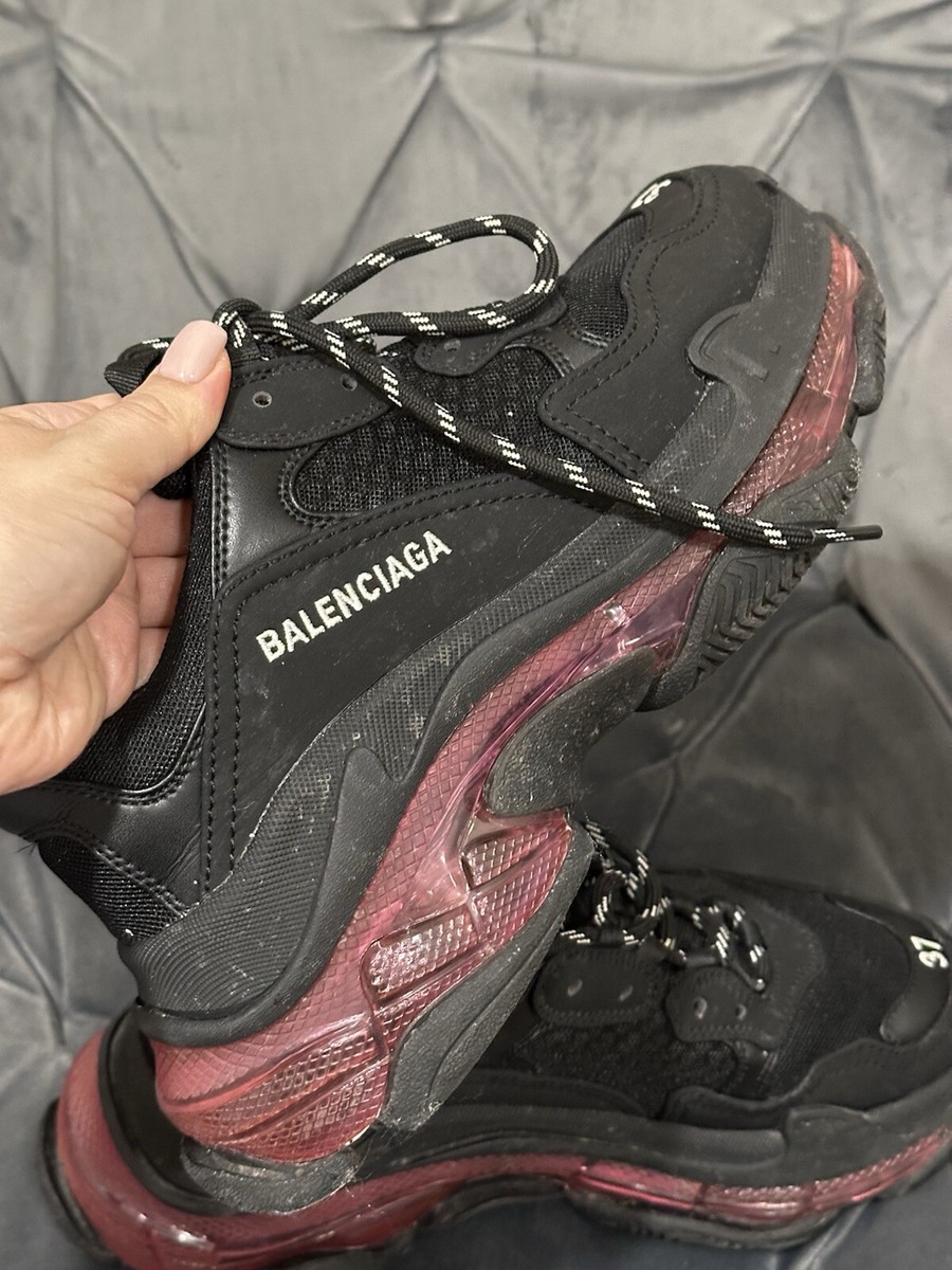 Authentic Balenciaga Triple S Sneakers Black and Pink Clear
