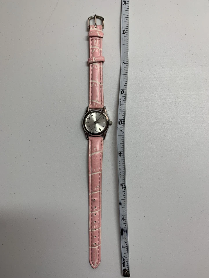 Reloj Charles Raymond Mujer Tono Plateado Correa Cuero Rosa Batería Nueva Foto 3 de 4