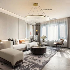 Modern Ceiling Light Dimmable Chandelier Round Glass Gold LED Hanging Light