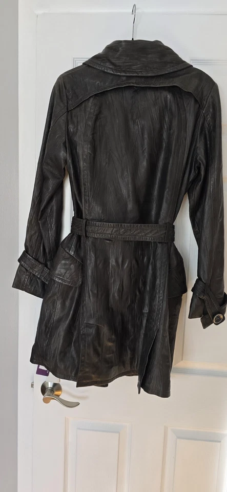 Chaqueta gabardina de cuero para mujer Bod & Christensen talla 12 marrón oscuro BOD &... Foto 2 de 3