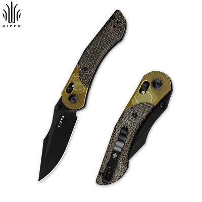 Kizer Mini Mystic Clip Point Folding Pocket Knife 154CM Blade Micarta+PEI Handle