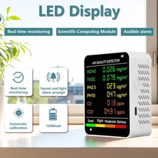 Air Quality Monitor 6 IN 1 Portable Quality Tester for CO/CO2/TVO /HCHO/Temp/Hum