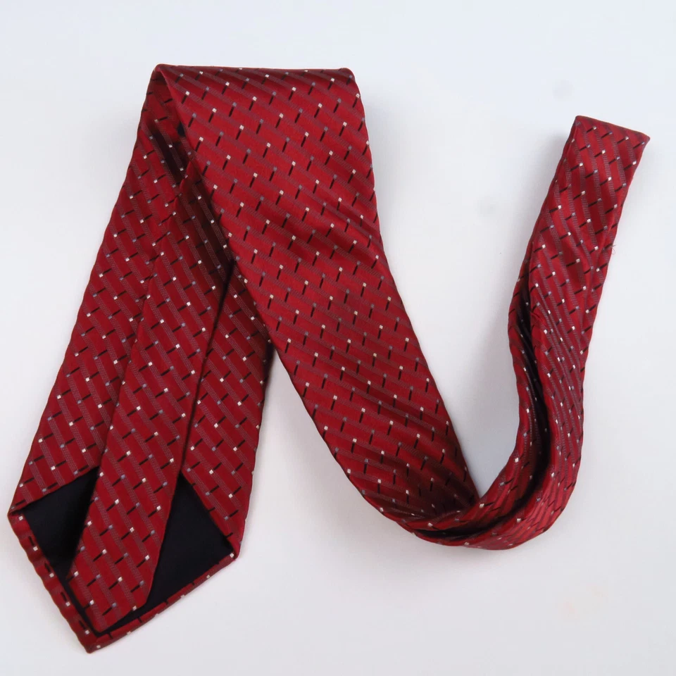 Corbata de seda a rayas rojas para hombre J Ferrar 60x4 Foto 4 de 4