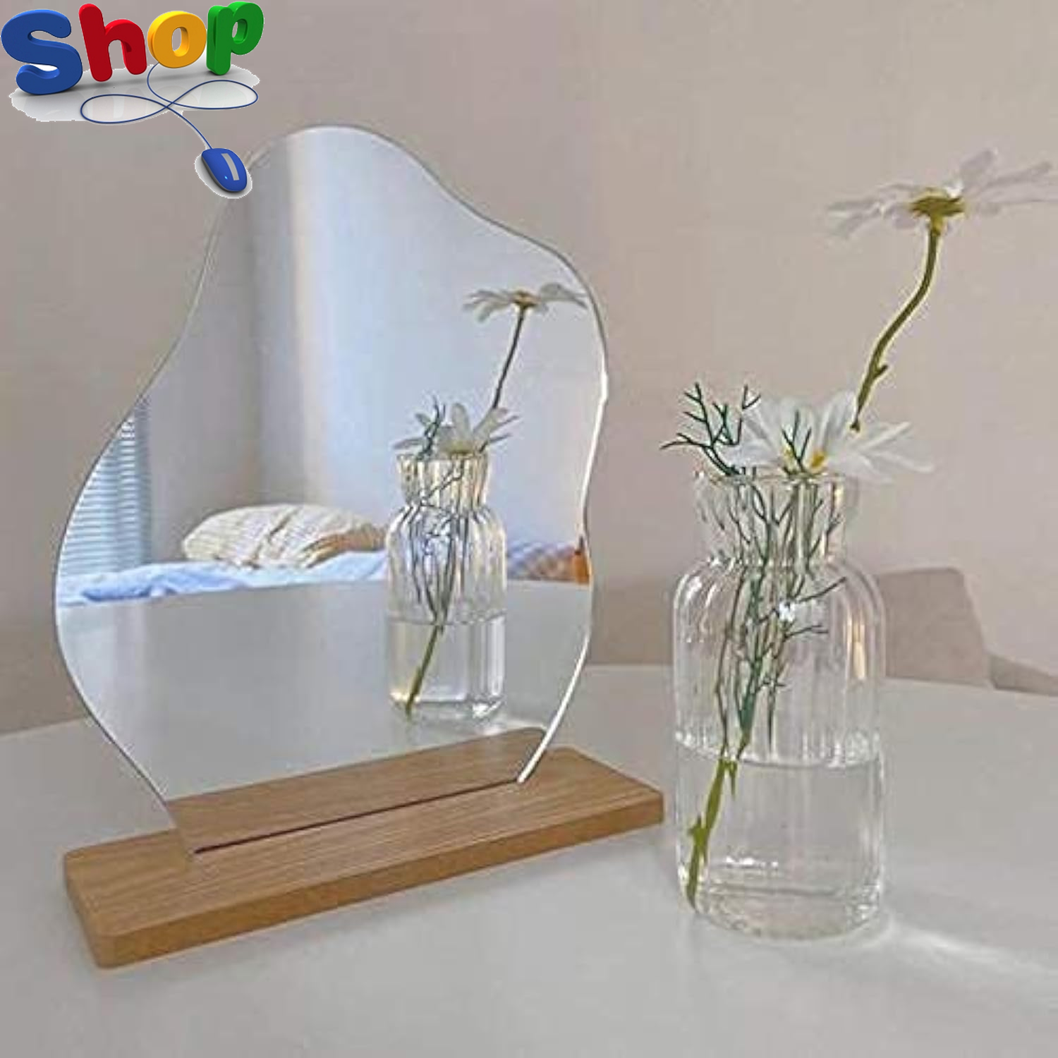 Acrylic Makeup Mirror Frameless Decorative Vanity Table Mirror Makeup Irregular