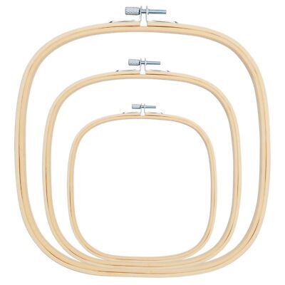 3 Pieces 3 Sizes Square Embroidery Hoops Adjustable Circle Cross Stitch...