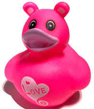 FREE SHIP - 2" VALENTINE'S DAY PINK LOVE HEART BEAR CRUISING RUBBER DUCK CRUISE