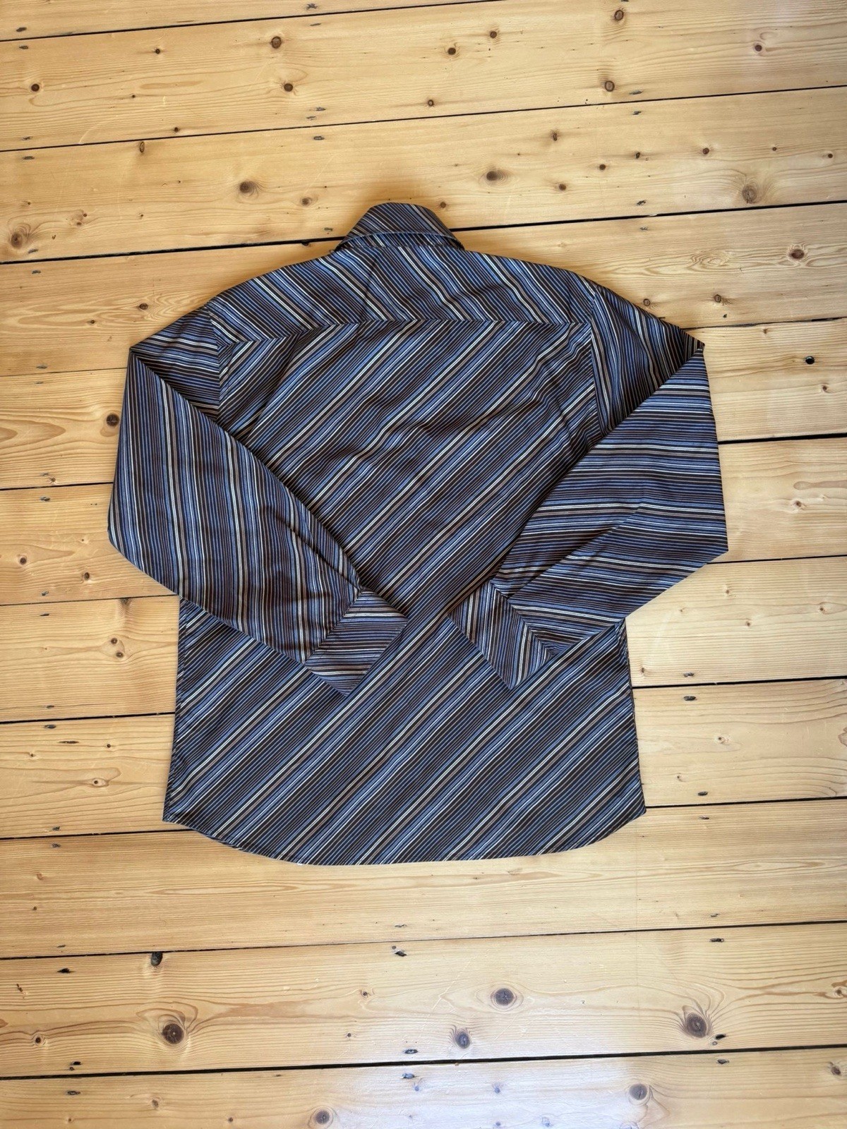 Vintage Men’s Brown Button Up Stripped Dolce & Gabbana Basic Shirt Size L image 7