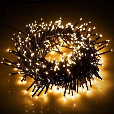 Warmweiße LED Cluster Weihnachtsbaumbeleuchtung Innen Außen Timer Schnur