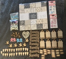 Job Lot Craft Bundle - Wooden Embellishments, Hearts , Roses, 12x12 Paper Pack