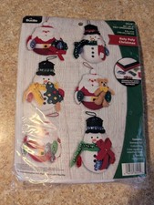 Bucilla Roly Poly Christmas Ornaments Set of 6