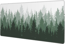 Green Tree Forest Gaming Mouse Pad Non Slip XL Large Mousepad Stitched Edge Rubb