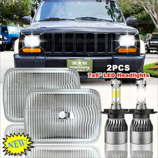 Pair 5x7 7x6 Led Headlights Hilo Sealed Beam For Jeep Cherokee Xj 1984-2001