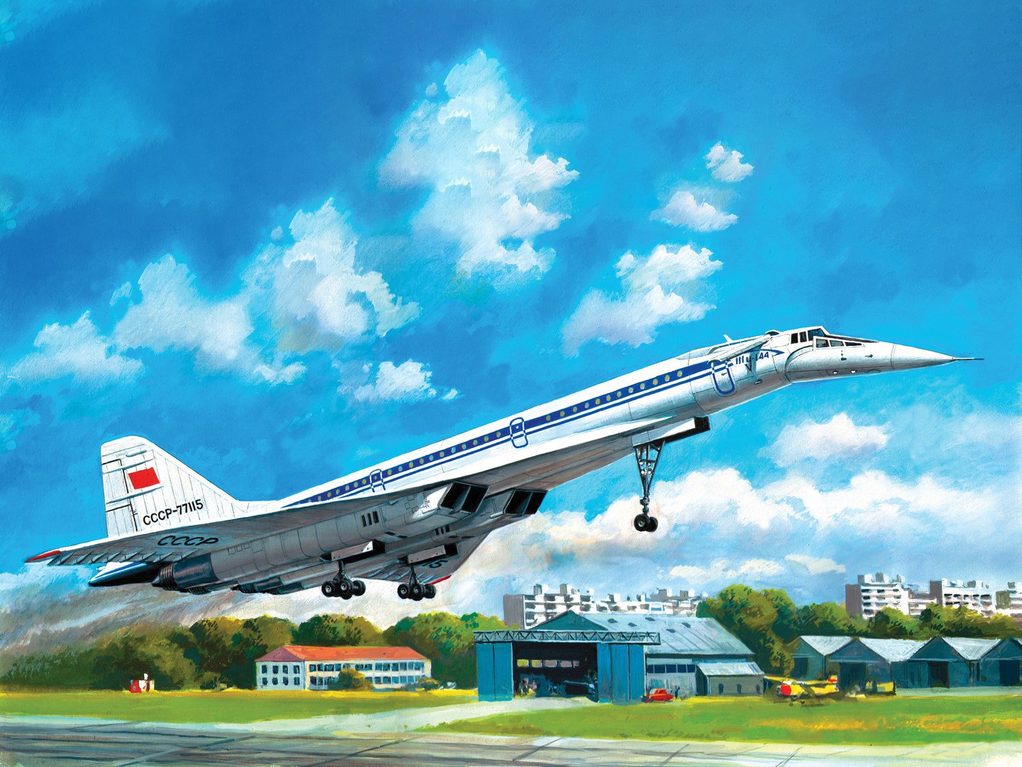 ICM 1:144 Tupolev-144D Soviet Supersonic Passenger Aircraft Plastic Model Kit