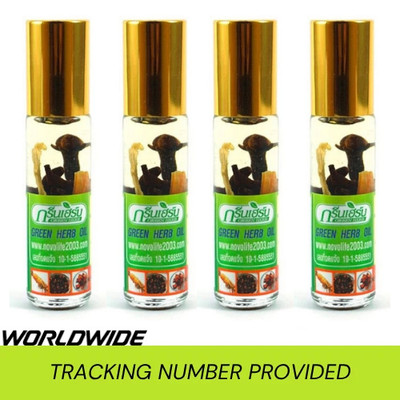 4x Green Herb Oil Thai Dizziness Relief Pain Headache Stuffy Nose DUTY FREE USA