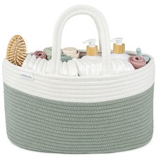 Rope Diaper Caddy Organizer 8.5" x 15" x 8" - Large Baby Diaper Basket with 3...