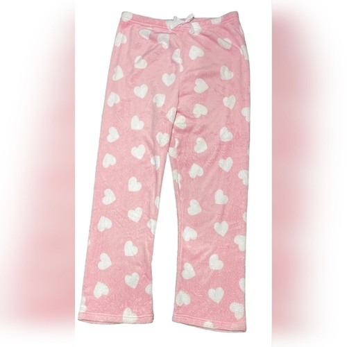 Soft snuggly Pants Pink White Hearts Lounge Pajama Warm Coquette Bow Size XL