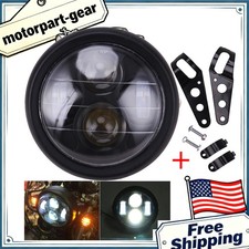 Universal Motorcycle 6.5 Led Hilo Headlight With Bracket For Cafe Racer Bobber