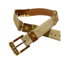 Vintage Genuine Ostrich Custom Mexican Made Belt Goldtone Hardware 32  PLZ READ