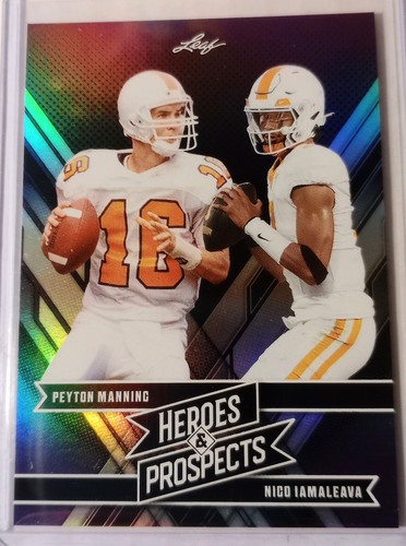 2024 Leaf Heroes & Prospects PEYTON MANNING, NICO IAMALEAVA Purple /49 Card #262 - Picture 1 of 2