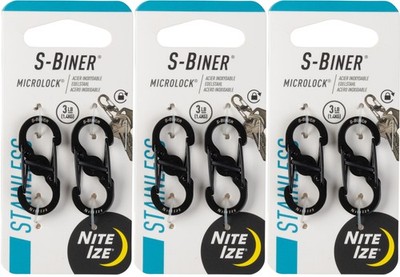 Nite Ize 2-Pack S-Biner MicroLock Stainless Steel Carabiner - Black (3-Pack)