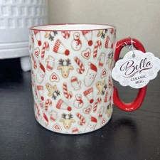 NEW 10 Strawberry Street White and Red Christmas Cookies Coffee Mug