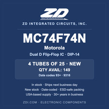 Motorola MC74F74N Dual D Flip-Flop IC DIP-14 New 4 Tubes of 25 DC 93+/9316