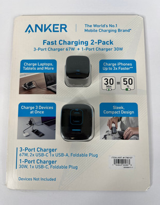SEALED- Anker Fast Charging  67W and 30W Wall Chargers with Foldable Travel Plug
