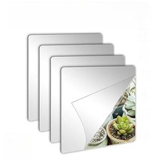 4 Pack Self-Adhesive Acrylic Mirror Tiles   4 Pcs-10x10 Inch Silver