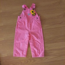 Carhartt Overalls Toddler Girls SZ 18M Pink Canvas Denim Jean Snap Bibs Infant