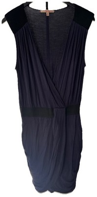 Casual Couture Asymmetric Ruched Mini Dress Greek Goddess Purple Violet Black