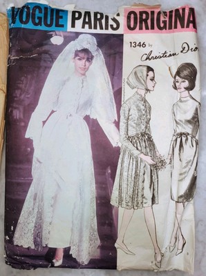 Vintage VOGUE PARIS ORIGINAL Christian Dior Brautkleid Muster Gr. 16 Brustweite 36