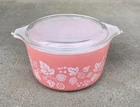 Vintage Pyrex Pink Gooseberry 473 1 Quart Casserole Dish with Lid