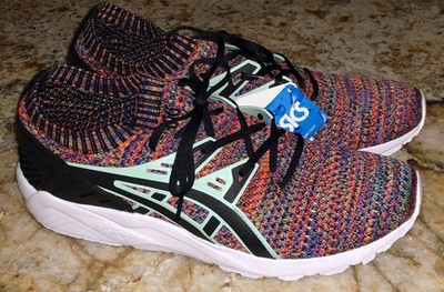 ASICS Gel Kayano Trainer Knit Black Green Blue Red Yel Shoes Sneakers Mens Sz 10