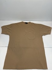 R&R Casuals Tan T-Shirt Large Short Sleeve Plain Tee W/ Pocket Vintage USA Made