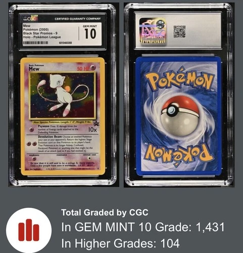 Swirled CGC 10 2000 Pokemon League Mew - Black Star Promo Holo Foil #9