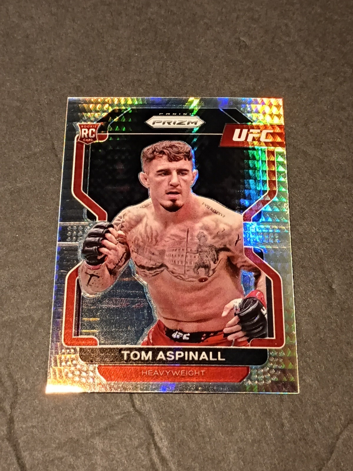 2022 Panini Prizm UFC Tom Aspinall #134 Hyper Prizm RC Silver Pealing See Photos