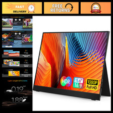 15.6" FHD Portable Monitor - USB-C/HDMI, IPS Display, Cover  Speakers, PC/Mac/X