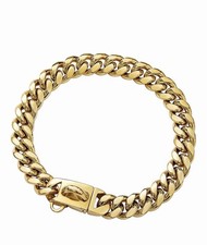 Gold Dog Collar,14MM Strong Stainless Steel Cuban Link Dog Gold