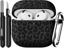 Leopard Carving for Airpods 4 Case 2024,Pattern Design Cute Soft Silicone Protec