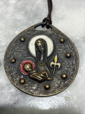 Collar Vintage Bronce - Virgen y Jesús - Elie Pellegrin - Arte Religioso