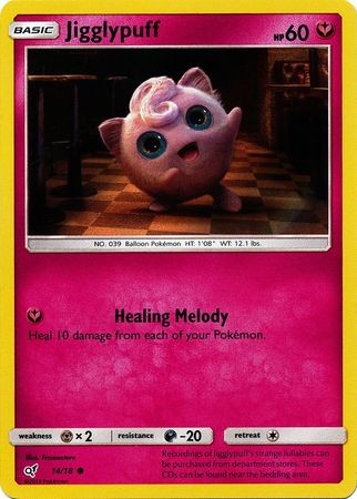 JIGGLYPUFF 14/18 SM DETECTIVE PIKACHU POKEMON (HOLO COMMON, NM)