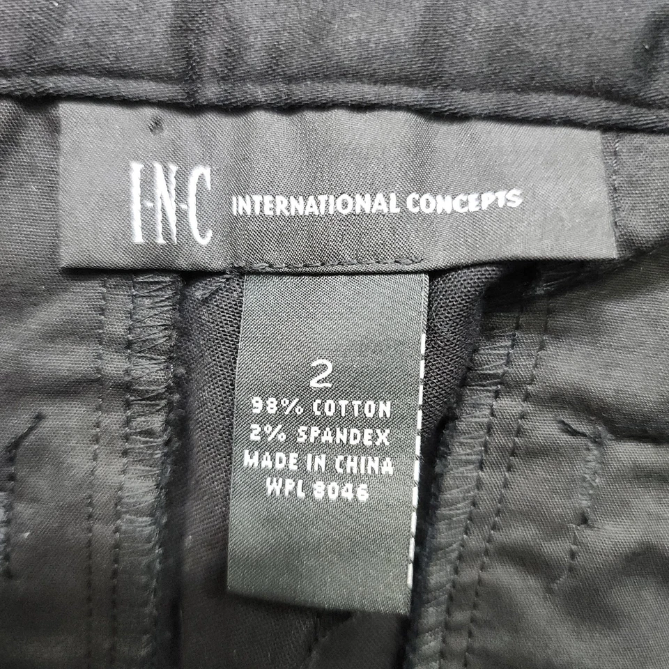 Pantalones Cortos INC Para Mujer 2 Negros Frente Plano Elegante 5 Pulgadas Elegante Preppy Oficina Verano Foto 3 de 4