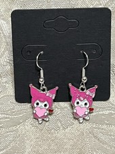 Kuromi Heart Love Cupid Gold Charm Drop Dangle Fun Boho Hello Kitty Earrings